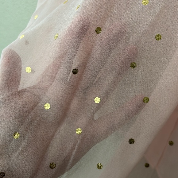 Womens Plus Size Lane Bryant Pink Long Sleeve Sheer Polka Dot Button Up 18/20 2X - Picture 8 of 8